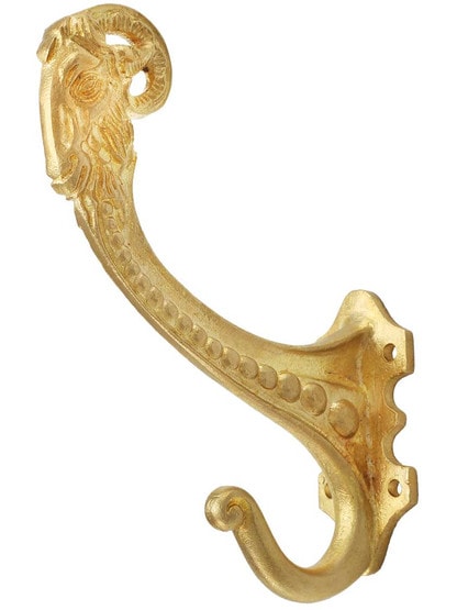 Ulysses Solid-Brass Double Hook in Polished Brass.